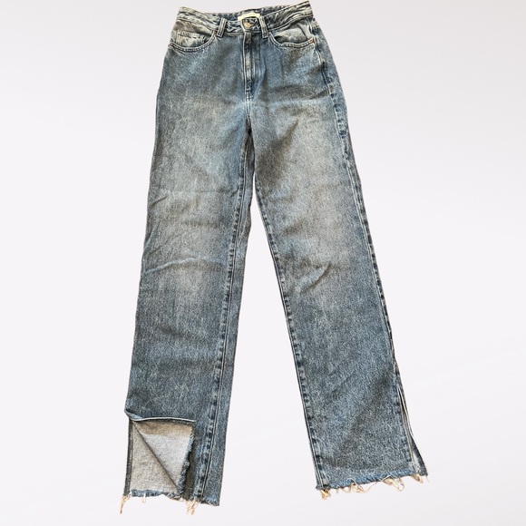 PacSun Denim - PacSun Rigid High Rise Wide Leg 90s Boyfriend Jeans with Raw Split Hem sz 26